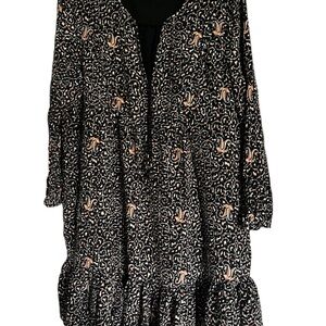 Madewell Boho Navy Blue Patterned Tunic Style Mini Dress